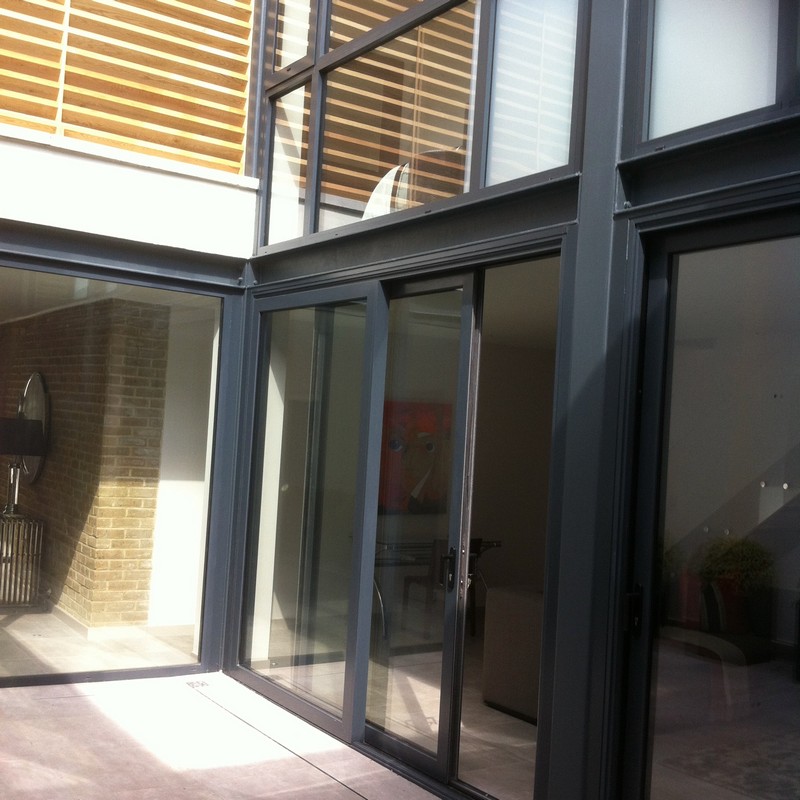 Anthracite aluminium sliding patio doors fitted in Finsbury Park